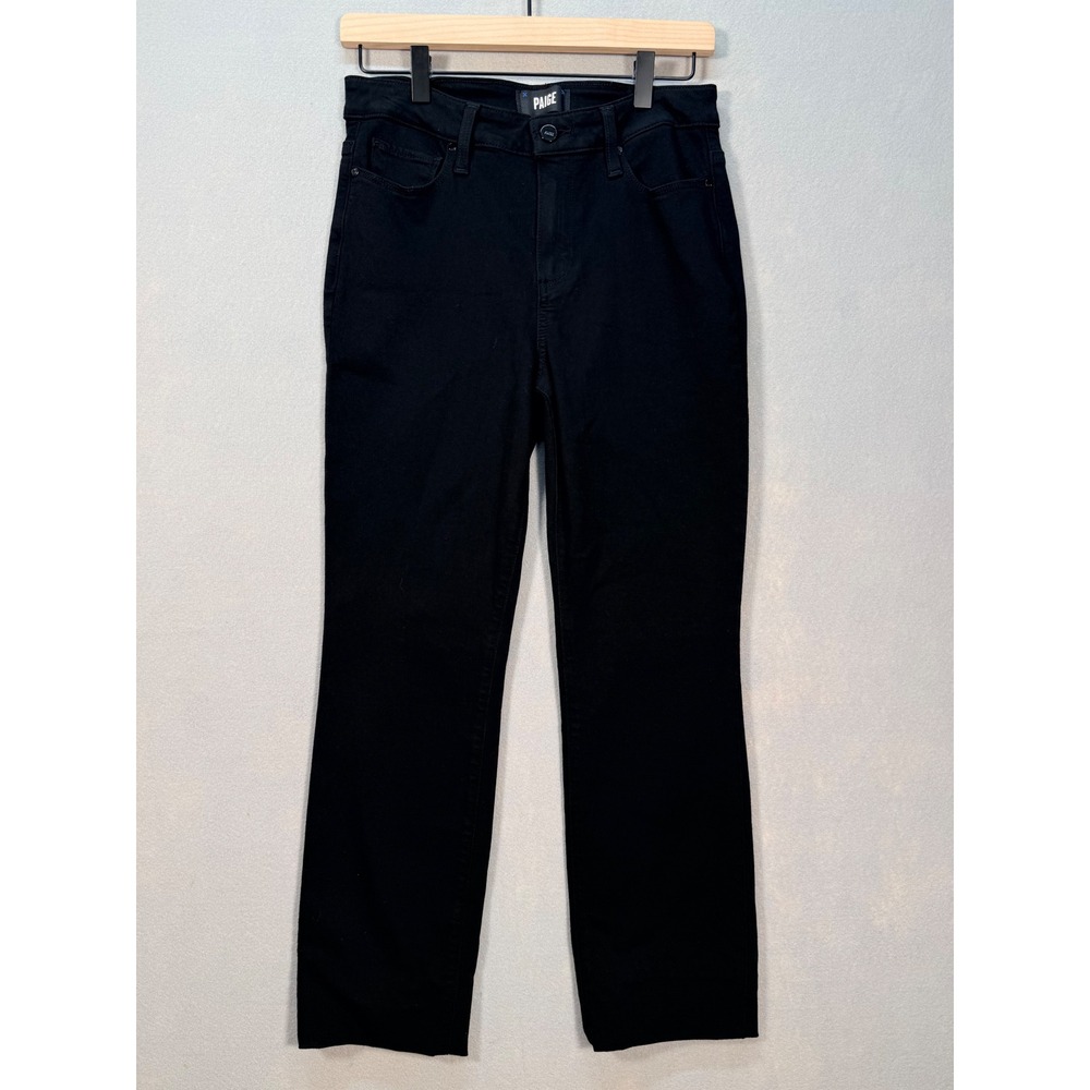 Paige Cindy High Rise Straight Leg Jeans Black Size 26 Altered Hem